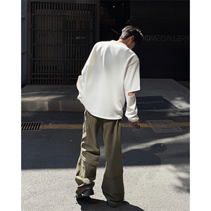 小众设计金属装饰卫衣T恤春夏打底设计高街痞帅潮男打底衫长袖P45图片