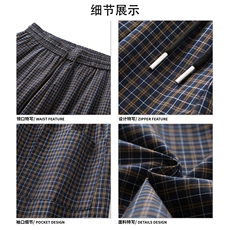 经典抽绳文艺范复古长裤慵懒感格纹撞色休闲裤K911TP45控88，男装休闲裤，电商A102B