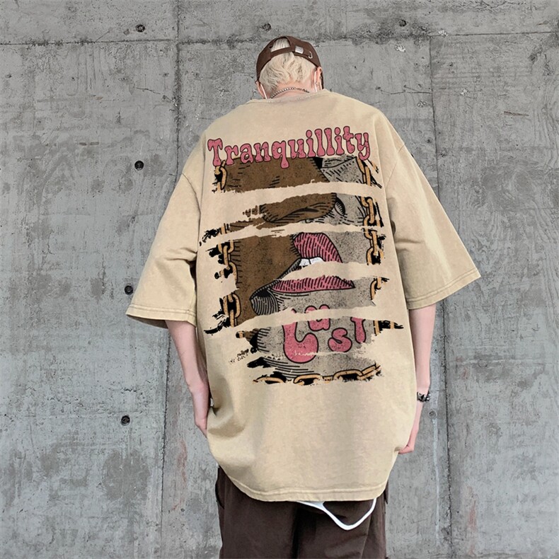 2025年夏季复古水洗T恤力推XZ517A-BK1172P38，男装T恤，星座517A