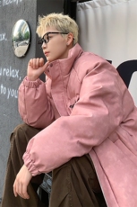 港风立领PU皮复古做旧印花字母图案设计棉衣男MY77719P130控178，男装棉衣，星座226-1