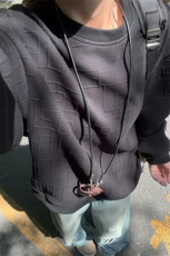 格子肌理感卫衣男春秋季美式重磅oversize港风高级感休闲套头衣服，男装卫衣，电商A022