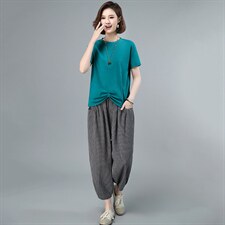 2021年夏季新款韩版休闲套装女两件套T恤+哈喽裤子套装潮洋气减龄，女装套装/套裙，简韵佳