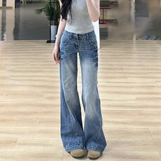 2026美式复古水洗裂纹牛仔裤男女宽松高街休闲长裤K70536-P47网图，男装牛仔裤，电商B245