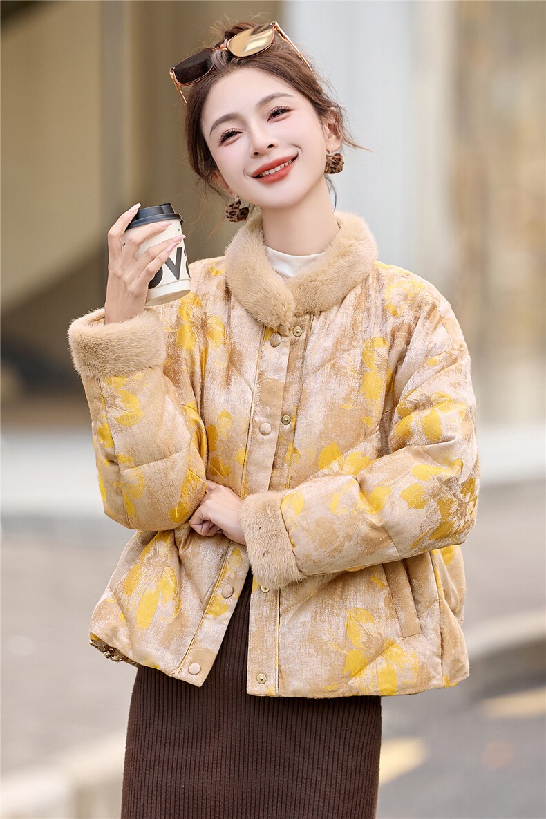 新中式短款羽绒服女2025年冬季新款保暖羽绒外套女,女装羽绒服,美沁