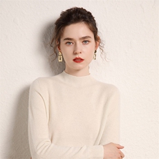 软糯！无缝一体山衫女半高领毛衣秋冬宽松套头纯色羊毛打底衫，女装羊毛衫，绒源之鑫