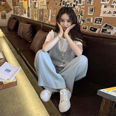 现货-2025年夏季新款假两件拼接两件套P145K208，女装套装/套裙，帛锦泉