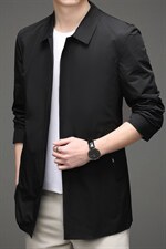 风衣男中款长款秋季薄款秋季商务休闲衣中年爸爸翻领秋装外套，男装风衣，电商B212（原钱塘6029）