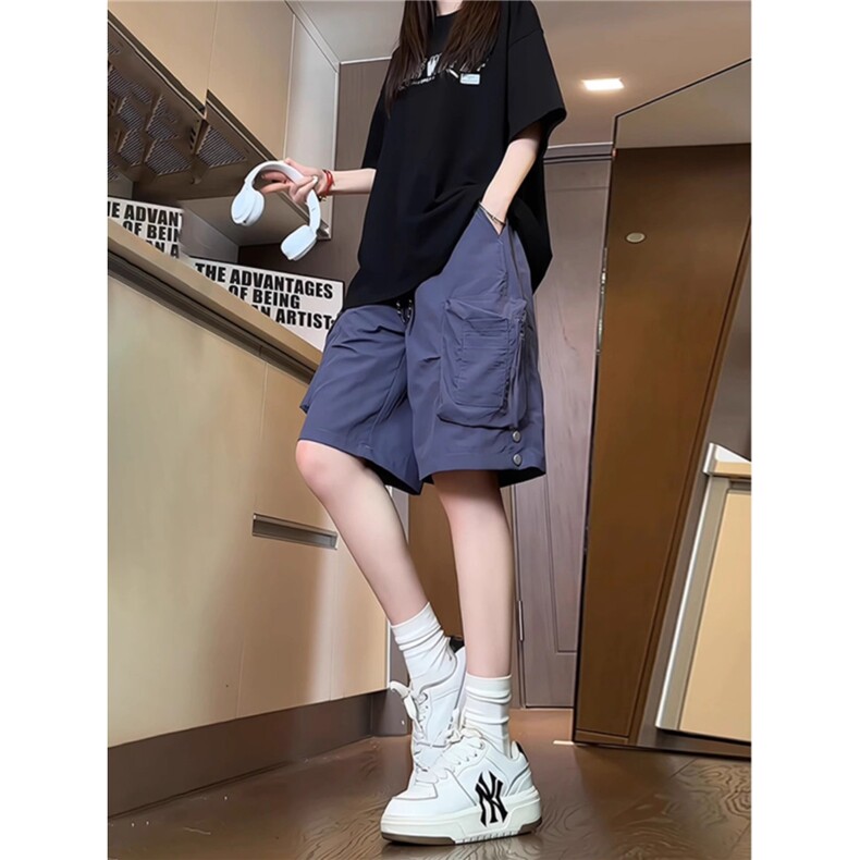 美式复古工装短裤夏季宽松休闲速干运动五分裤，男装牛仔裤，星座506A