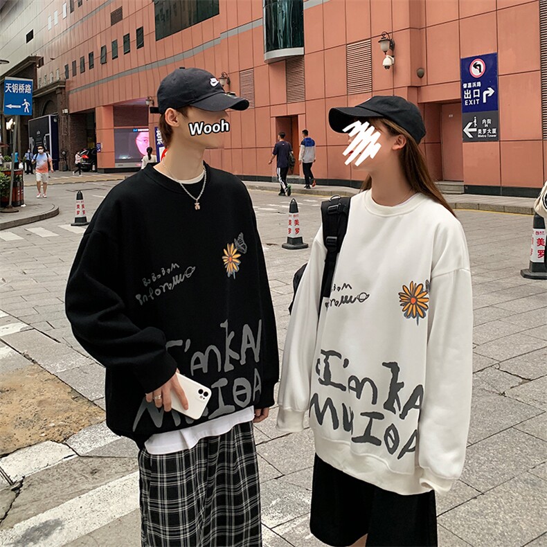 港风新款男女休闲圆领印s花潮流百搭宽松卫衣A816-P45,男装卫衣,电商A132（原电商B245）