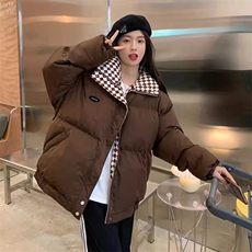 棉服女2025秋冬季新款面包服休闲宽松大码立领短款小个子棉衣外套，男装棉衣，星座1210-1