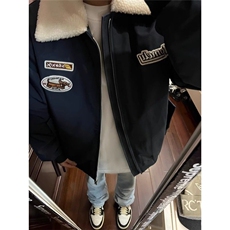 有货DJM801-批85美式复古学院风羊羔绒外套男女毛领棉袄，女装短外套，星座603-2