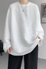 8XL-M肌理感长袖T恤男宽松重磅上衣痞帅高级感内搭打底衫P45控68，男装T恤，电商D206-1