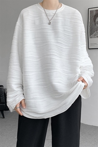 8XL-M 肌理感长袖T恤男宽松重磅上衣痞帅高级感内搭打底衫P45控68图片