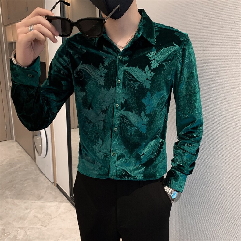 B302HF300P552023春款新款男绒长袖衬衫店主风图片