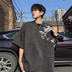 得物抖音直播高品质麂皮绒风印花宽松短袖djp295-特批23控39，男装T恤，星座605(原A050)