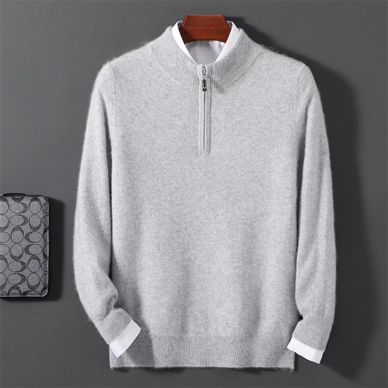 2025年秋季新款百搭12针经典半高拉链加厚保暖羊毛衫，男装羊毛衫，邓利维