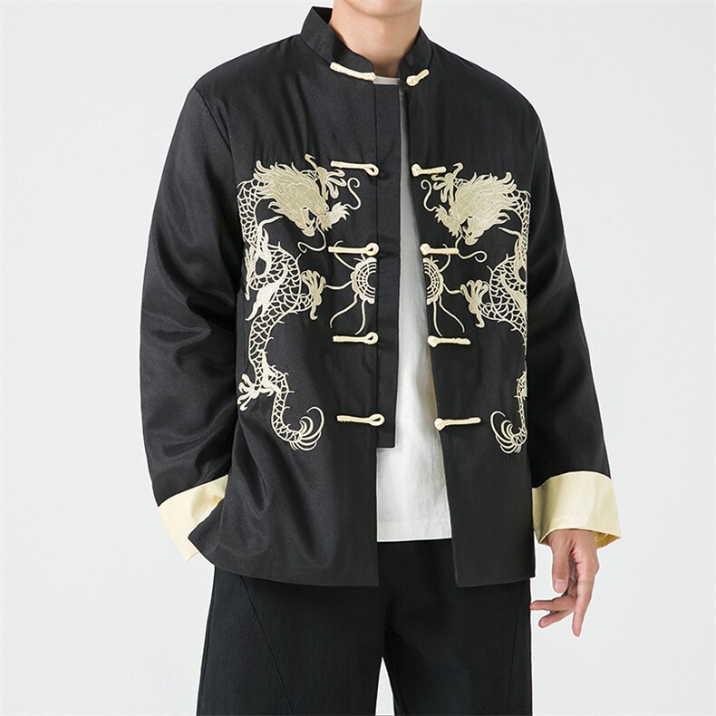 M2388^风复古刺绣唐装外套男新中式改良汉服大码文艺演出服,男装棉衣,钱塘777(原3023)