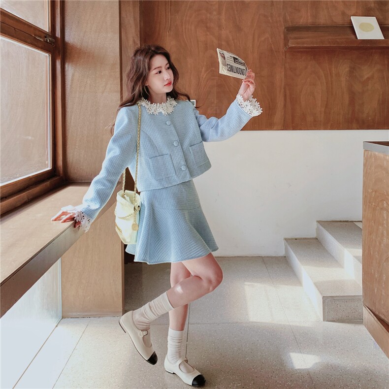 【新款】蓝色小香风套装2C137-8288-P195-K318,女装套装/套裙,2C137