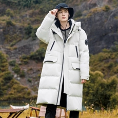标90%白鸭绒羽绒服长款连帽保暖加厚连帽外套冬装DB97-P350，男装羽绒服，星座1210B