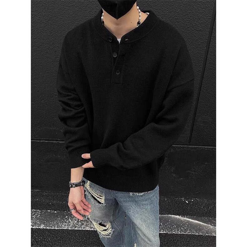 NOTARTS男士外套春秋款美式亨利领毛衣高级感慵懒风打底针织衫男，男装T恤，星座1210-1