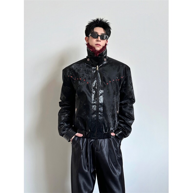 已安排 黑红伯爵双面穿座山雕加绒加厚仿貂毛棉服外套mj1110-p218图片