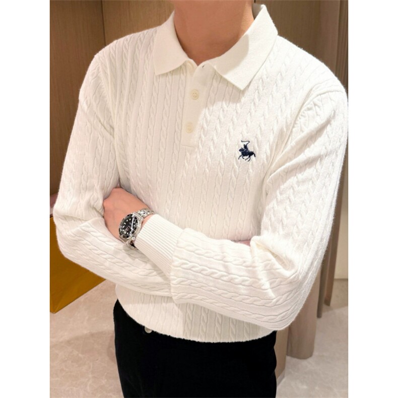 老钱风男装时尚复古扭花修身翻领毛衣男款男士polo衫MY9160-P60,男装针织衫/毛衣,星座308B-2
