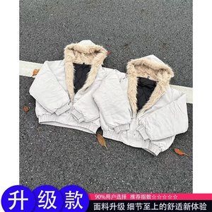 美式高街座山雕棉服男女冬季连帽毛领外套高级感痞帅夹克棉衣图片