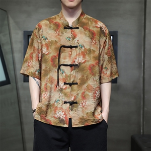 新中式提花风潮T恤短袖民族服饰盆扣汉服时尚唐装T2411-P58图片