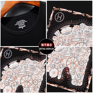 新款高品质套头短袖燙钻潮休闲圆领T恤夏季大码简欧上衣A2506-P63图片