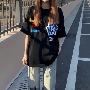 万针全刺绣工艺抖音得物高品质260克重磅纯棉双纱美式高街短袖T恤图片