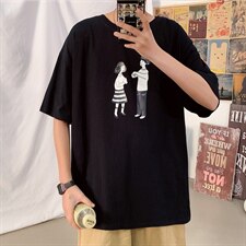纯棉！2021春夏季男士短袖T恤潮流宽松印花体恤学生上衣T207P20，男装T恤，电商B220