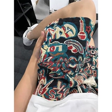 民族风男士短裤夏季外穿美式满印裤子男款大裤衩休闲运动4五分裤，男装牛仔裤，星座208-5