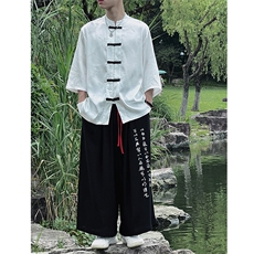 2024风新款现货七分袖立领中式复古CS68-P60，男装衬衫，电商A021