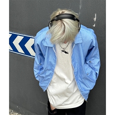 B327-JK02-P75-现货秋装休闲条纹夹克薄款外套百搭上衣，男装夹克，电商B327