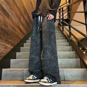 秋季小众扎染脏脏休闲裤宽松直筒垂感长裤K0266p38