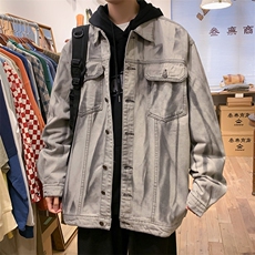 春秋季ins港风水洗扎染渐变宽松休闲牛仔夹克外套男JK8912-P70，男装夹克，星座308B-1