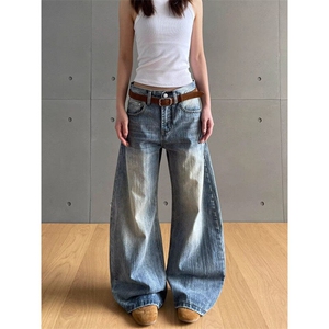 W9645-P58 网图现货 美式高街cleanfit竹节纹理弯刀牛仔裤图片