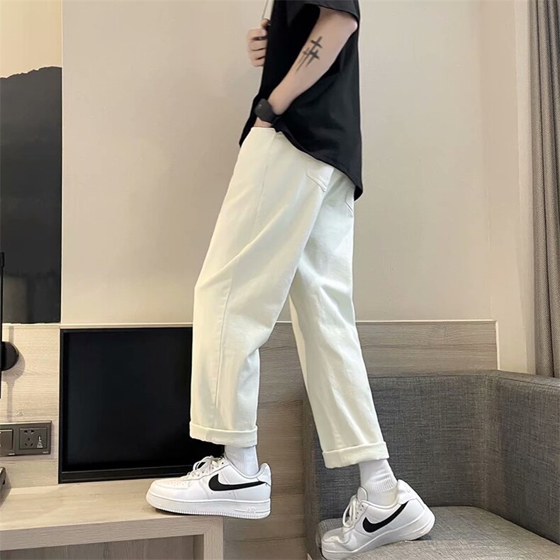 夏季新款休闲裤男潮牌宽松直筒ins港风高街坠感bf九分裤K2710-P35,男装休闲裤,星座1008