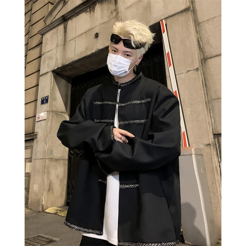 秋季新款港风日系复古中式设计感开衫圆领夹克外套insJK1301-P65,男装夹克,星座313A(原308A-2)
