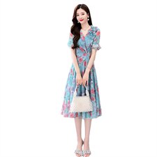 2022年夏季新款时尚印花连衣裙，女装连衣裙，金典明美