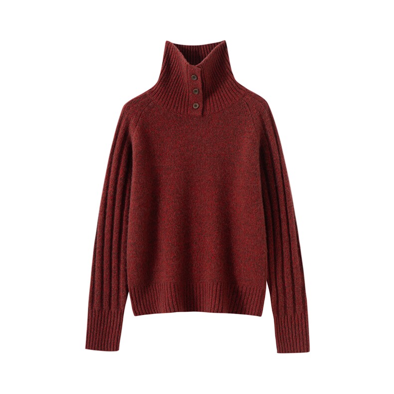 2025年秋季时尚百搭通勤简约休闲加厚花纱高领羊毛衫，女装羊毛衫，邦太羊绒
