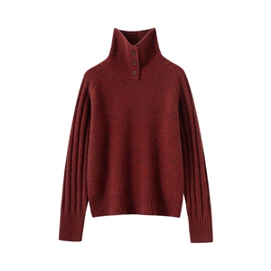 2025年秋季时尚百搭通勤简约休闲加厚花纱高领羊毛衫，女装羊毛衫，邦太羊绒