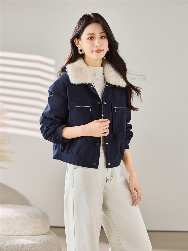 2025秋冬装新款加绒加厚短款外套,女装棉衣/棉服,梦芯尔