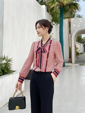 高档次千鸟格衬衫，女装衬衫，艾绮雪影