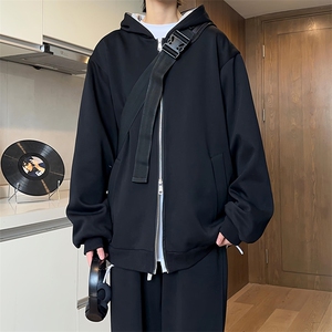 抖音得物高品质二开26春装美式重磅宽松结构双面连帽卫衣外套开衫图片
