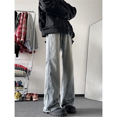 美式复古水洗微喇牛仔裤百搭高街阔腿喇叭裤子N220-P43，男装牛仔裤，星座308B-1