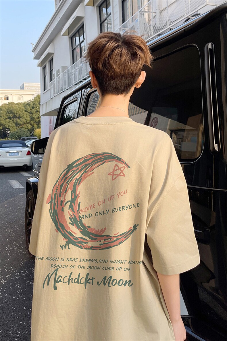 图案已注册夏季小众设计感宽松短袖T恤男潮休闲半袖体恤D087/P25,男装T恤,电商B209