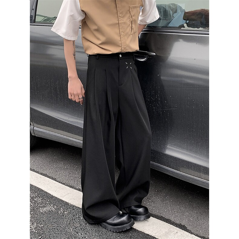 裤子男英伦雅痞男装西裤垂坠感高级感阔腿休闲长裤X0325-P40,男装西裤,星座308B-2