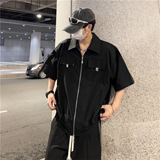 夏季小众短款短袖衬衫工装外套宽松高级t恤CS0778-P45，男装Polo衫，星座308B-2