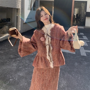 冬装新款 90白鸭绒羽绒服套装兔毛领2C153-737-P285K428图片